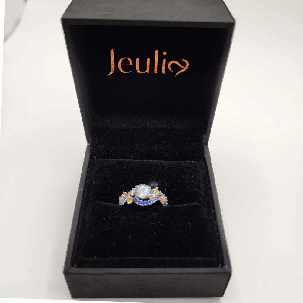 Jeulia Starry Night Van Gogh Swirl Ring 925 Sterling Silver Size 6.25 EUC Gift